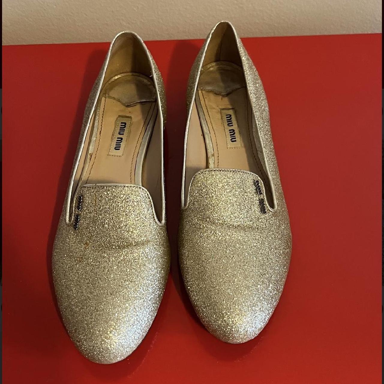 Gold sparkly flat sales shoes