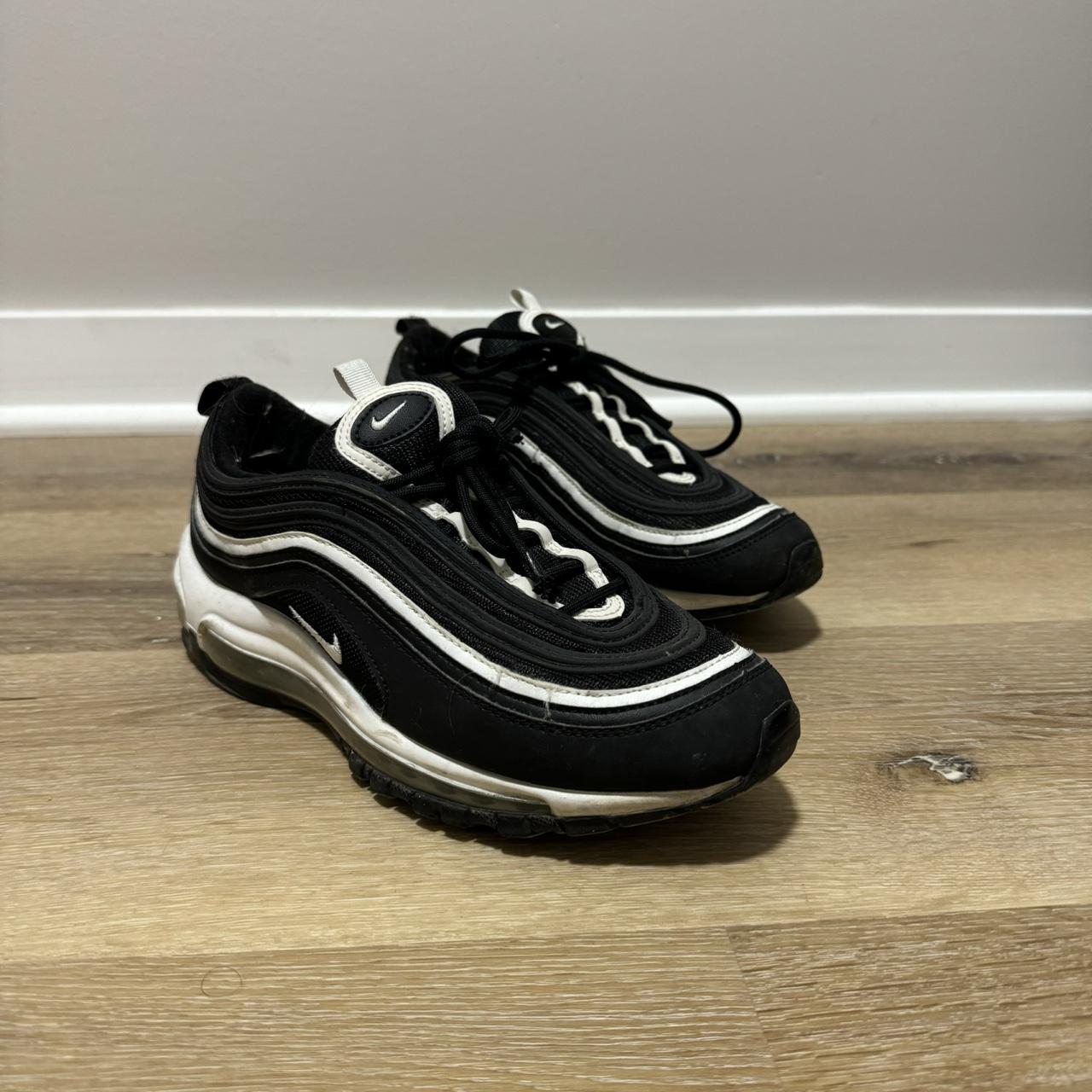 Nike Air Max 97 black and white trainers Kids size. Depop