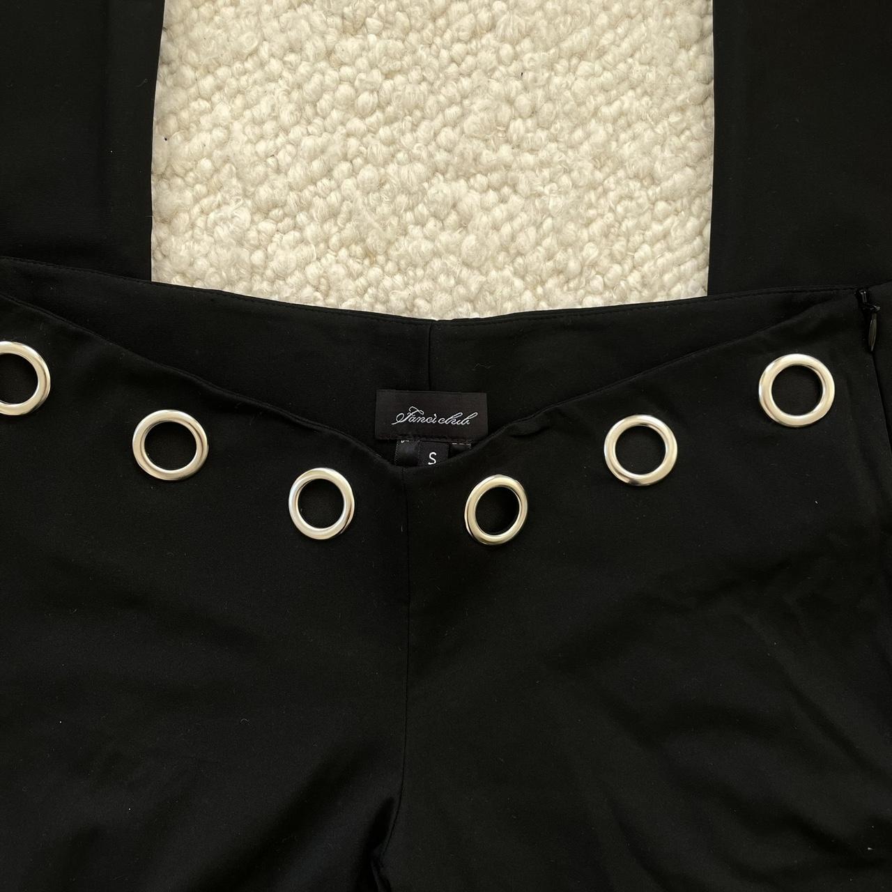 Fanci Club low rise black pants with grommet detail Depop