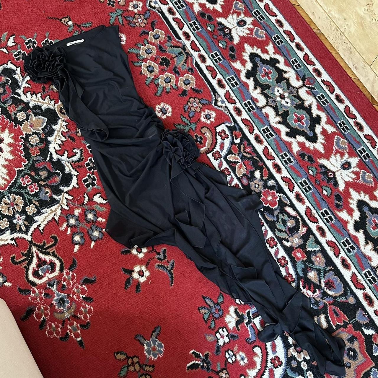 Fanci Club black maxi dress with rose detail Depop