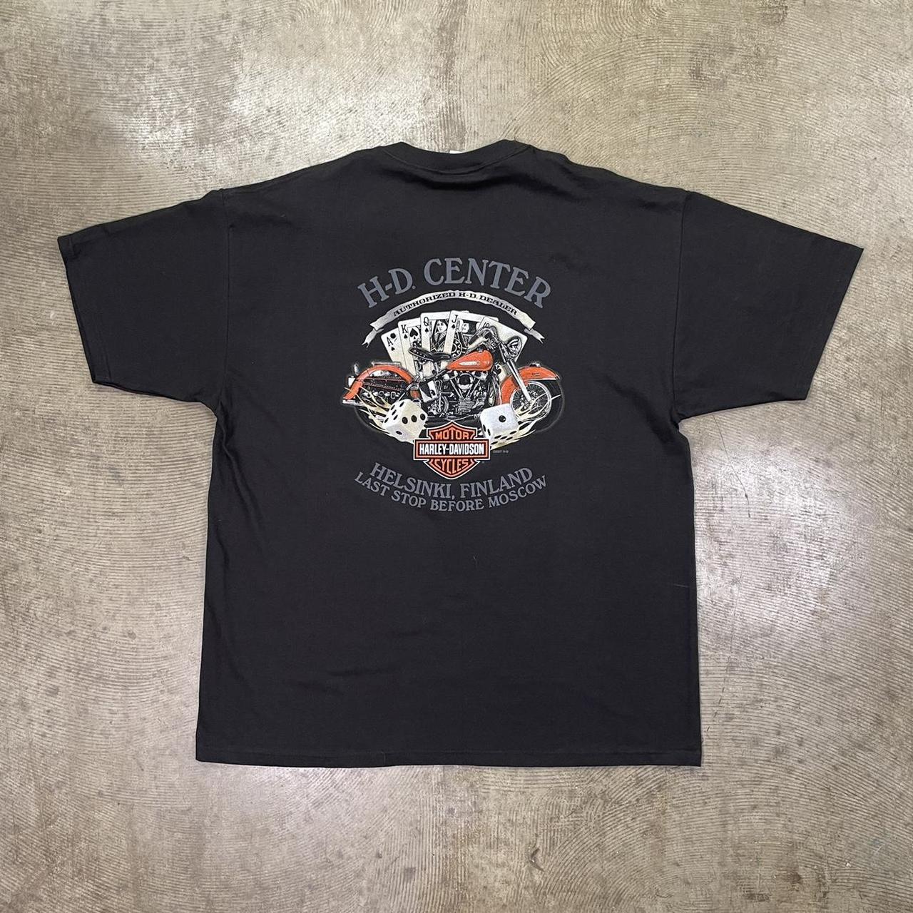 Harley Davidson Men's Black and White T-shirt | Depop