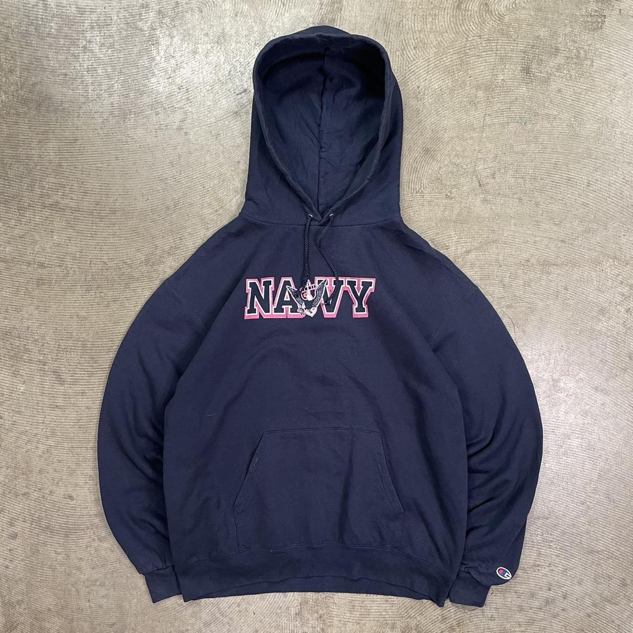 Champion college hoodie navy blue Vintage champion... Depop