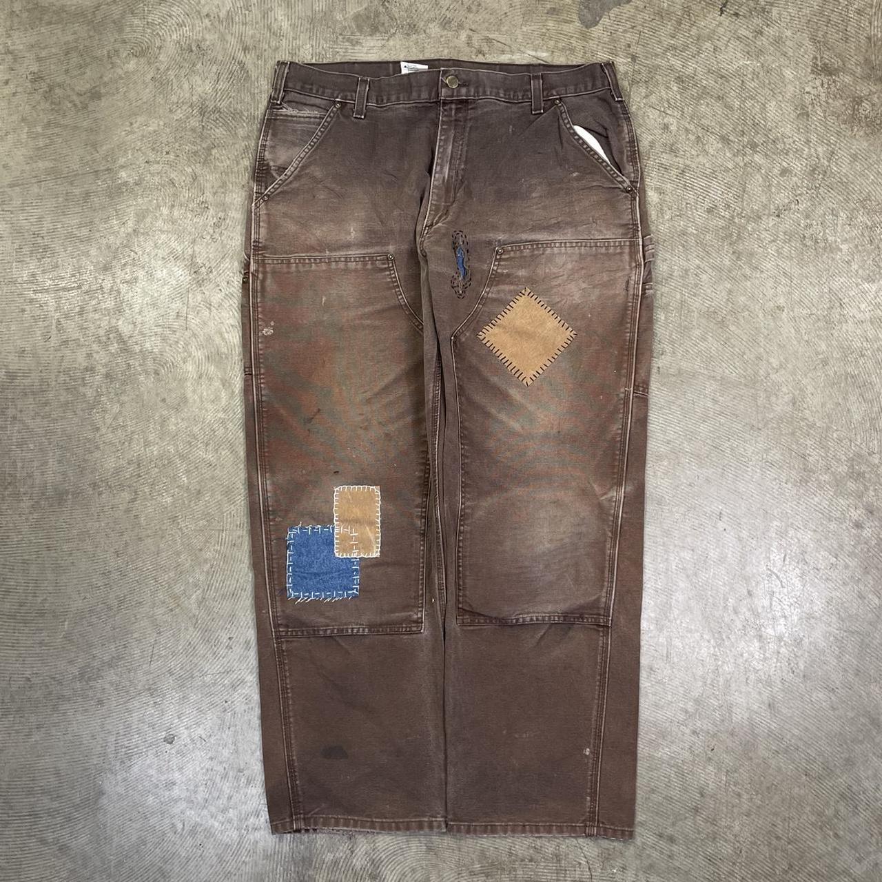 Carhartt double knee baggy work pants brown... Depop