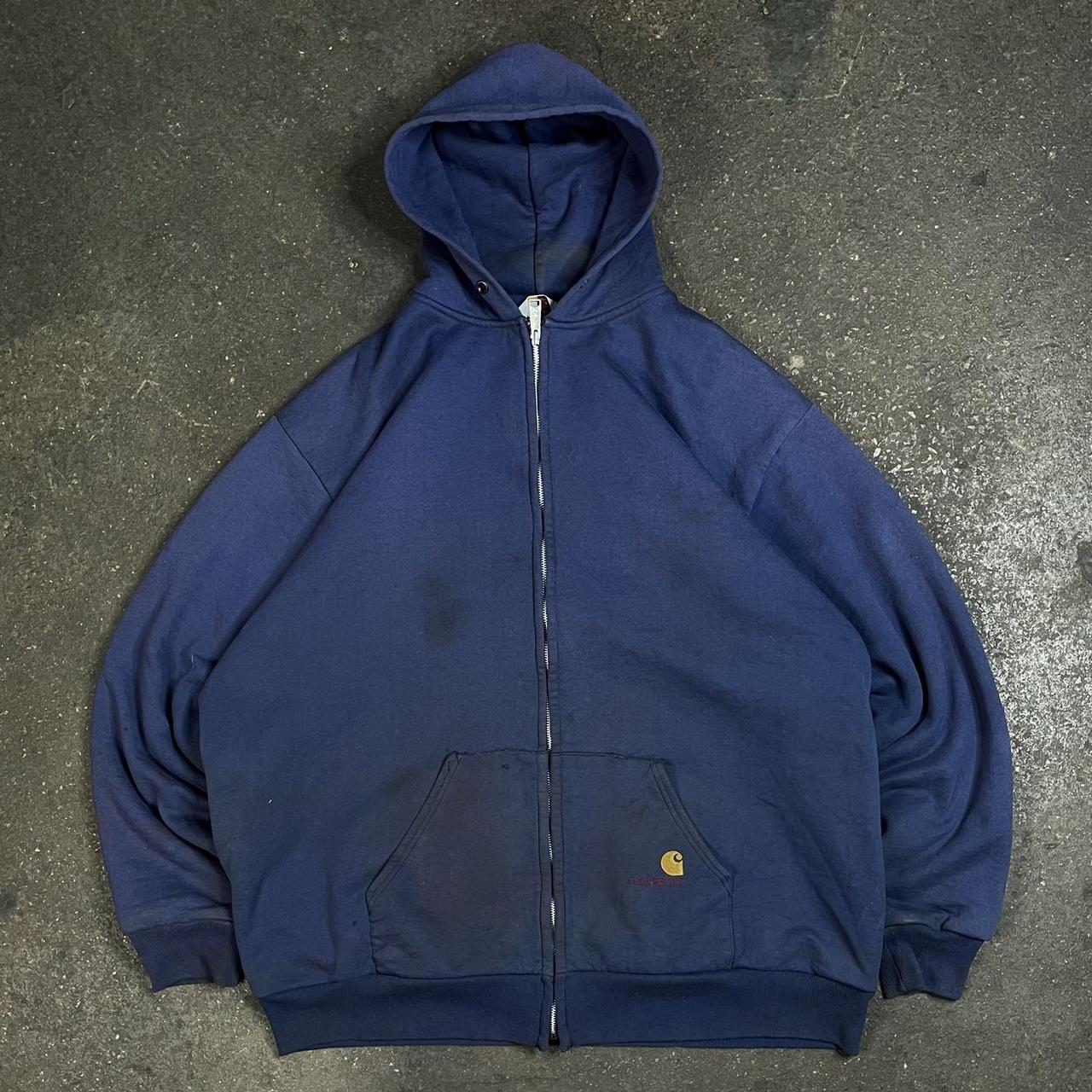 Vintage Carhartt hoodie blue 90s Carhartt workwear... - Depop
