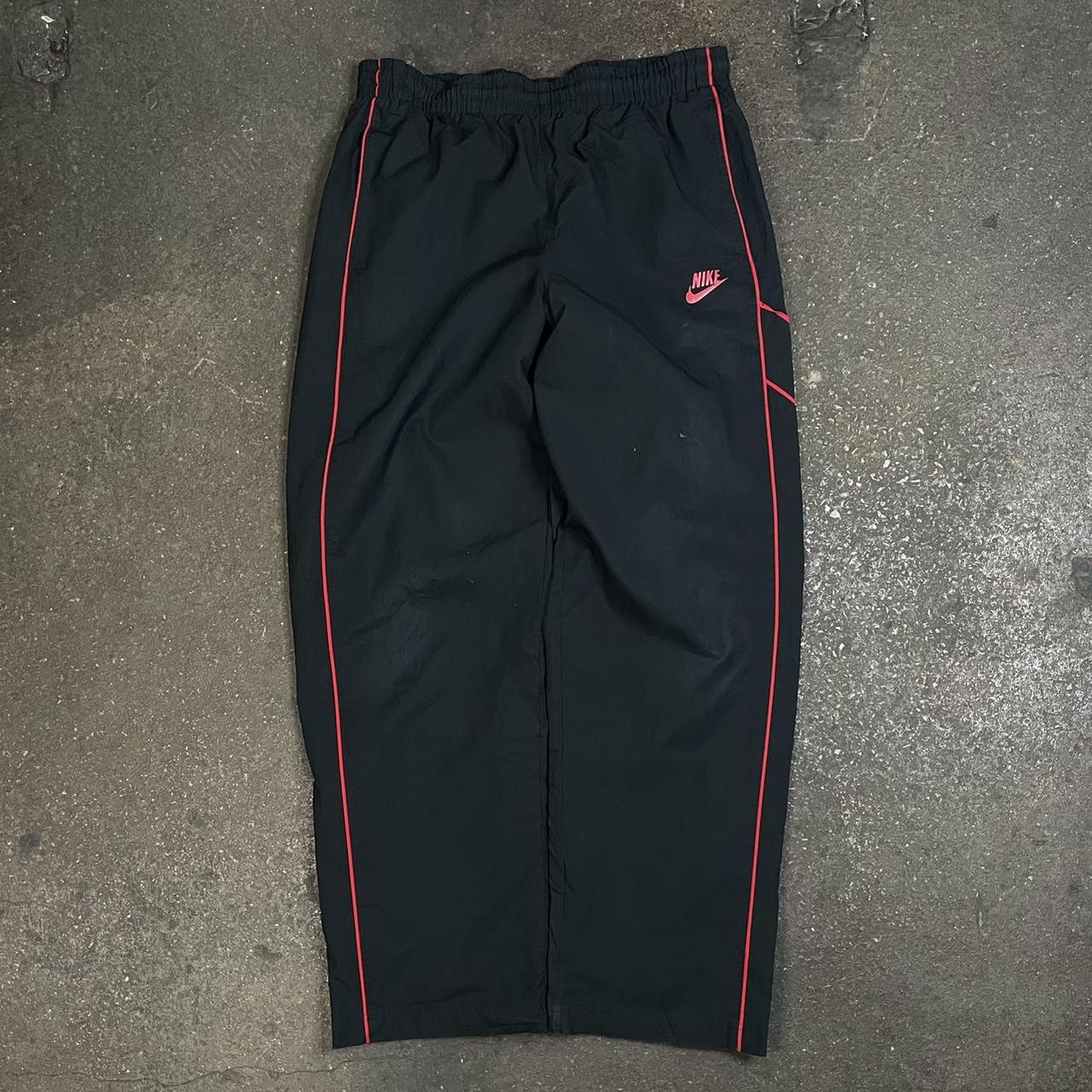 Vintage Nike baggy tracksuit pants black size L... - Depop