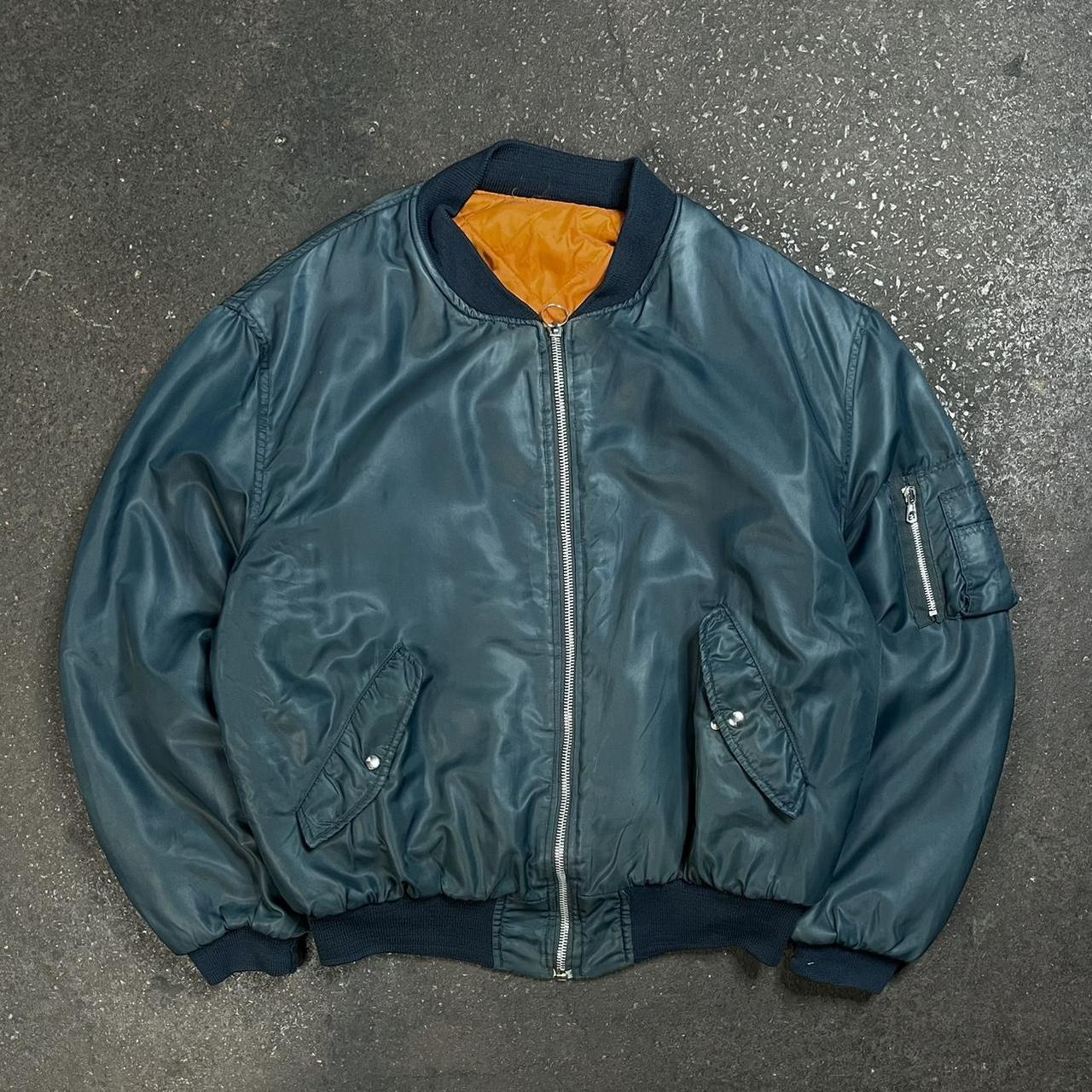 Vintage bomber jacket 80s MA1 military rave bomber... - Depop