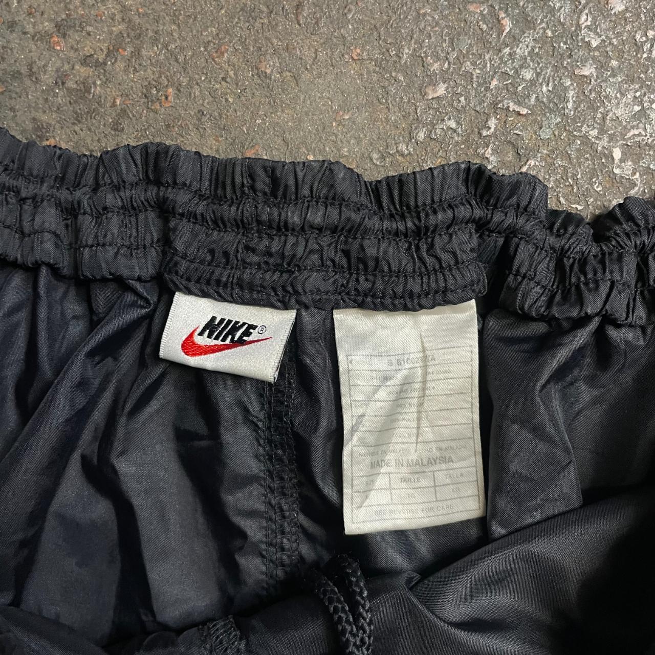 Vintage Nike baggy tracksuit pants black 90s white - Depop