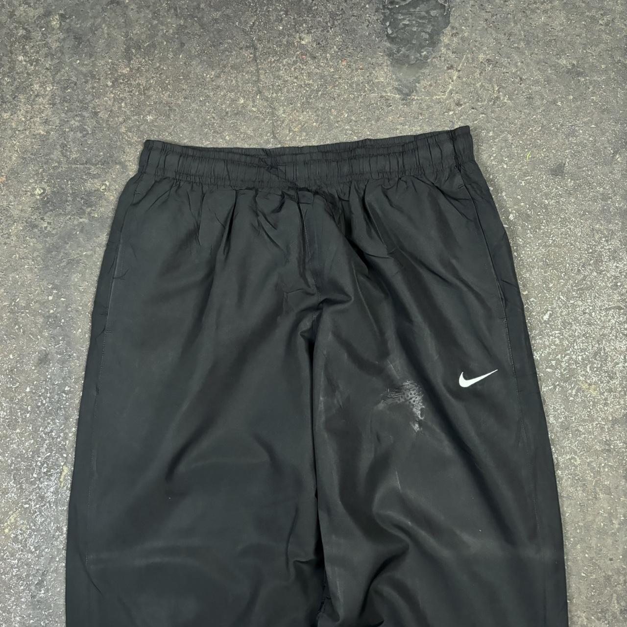 90s nike 白タグ nylon wide pants y2k teck 黒 Vintage Nike baggy tracksuit pants black 00s y2k | Depop