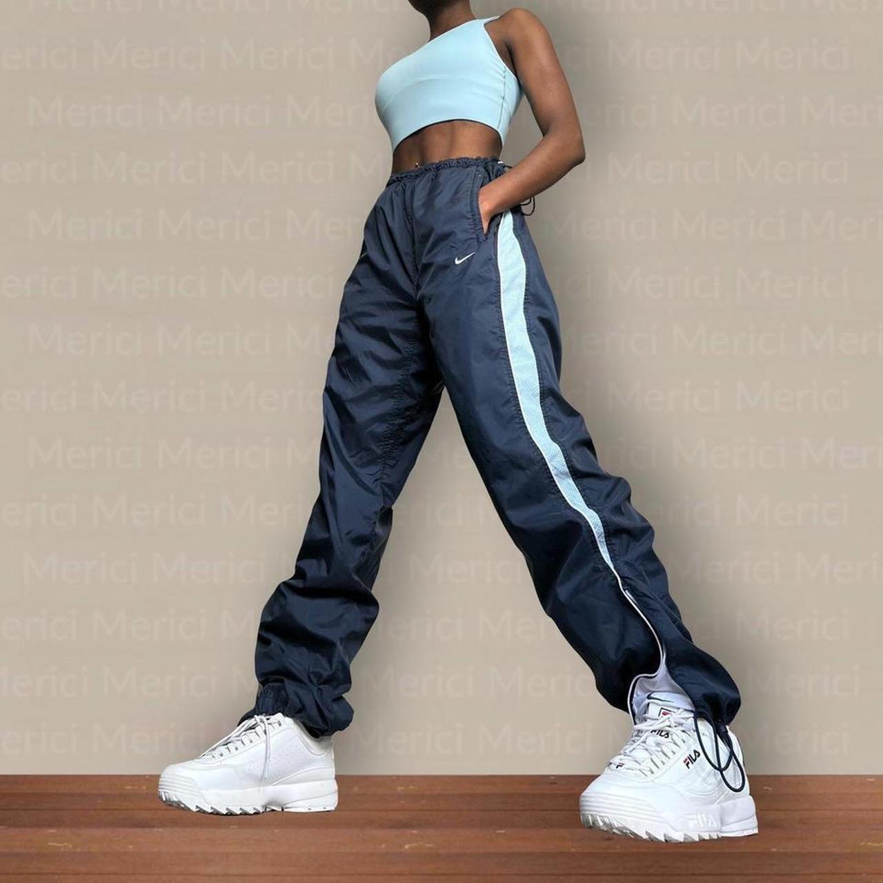 Vintage Nike track pants Large • navy blue • - Depop