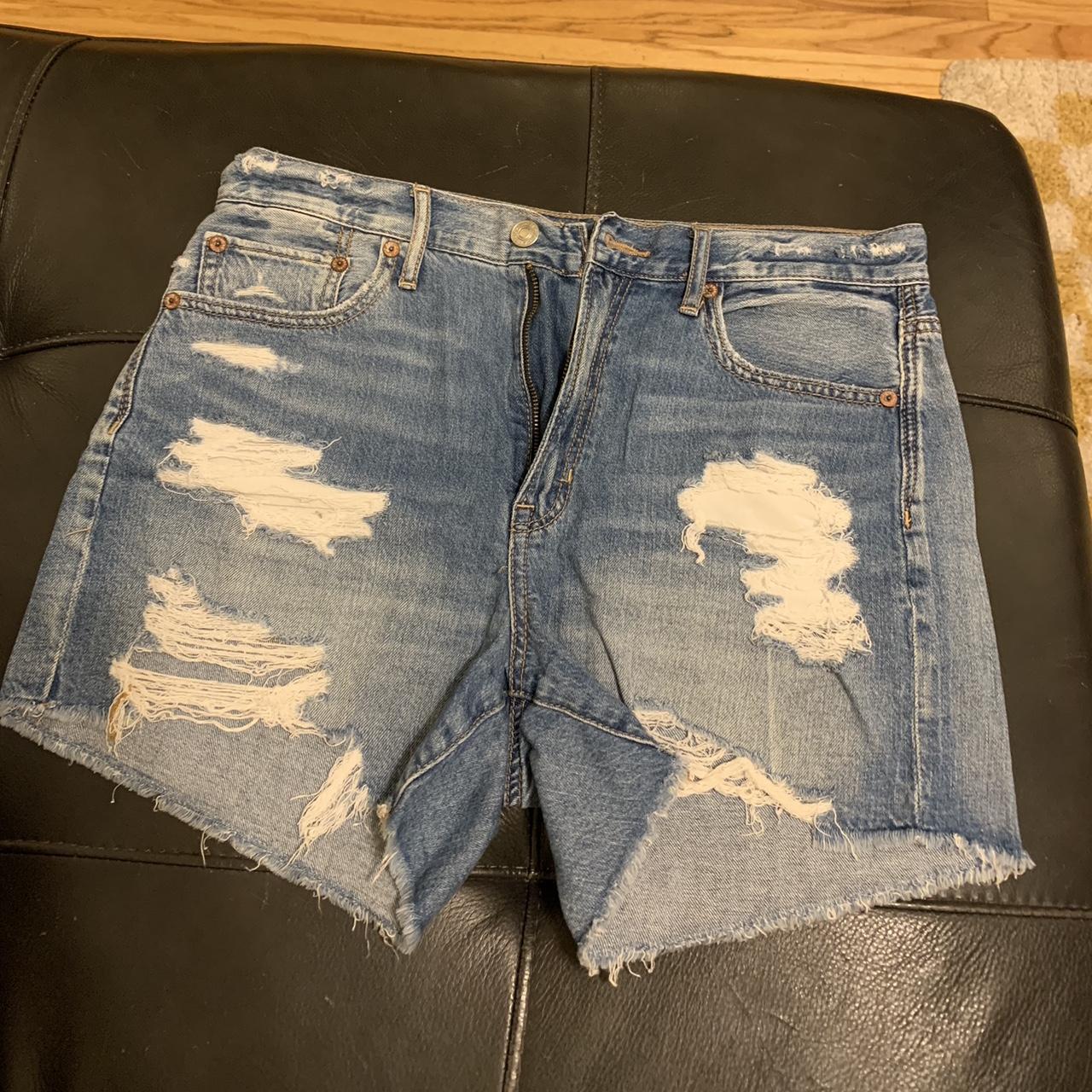 American Eagle mid rise boyfriend short with rips. - Depop