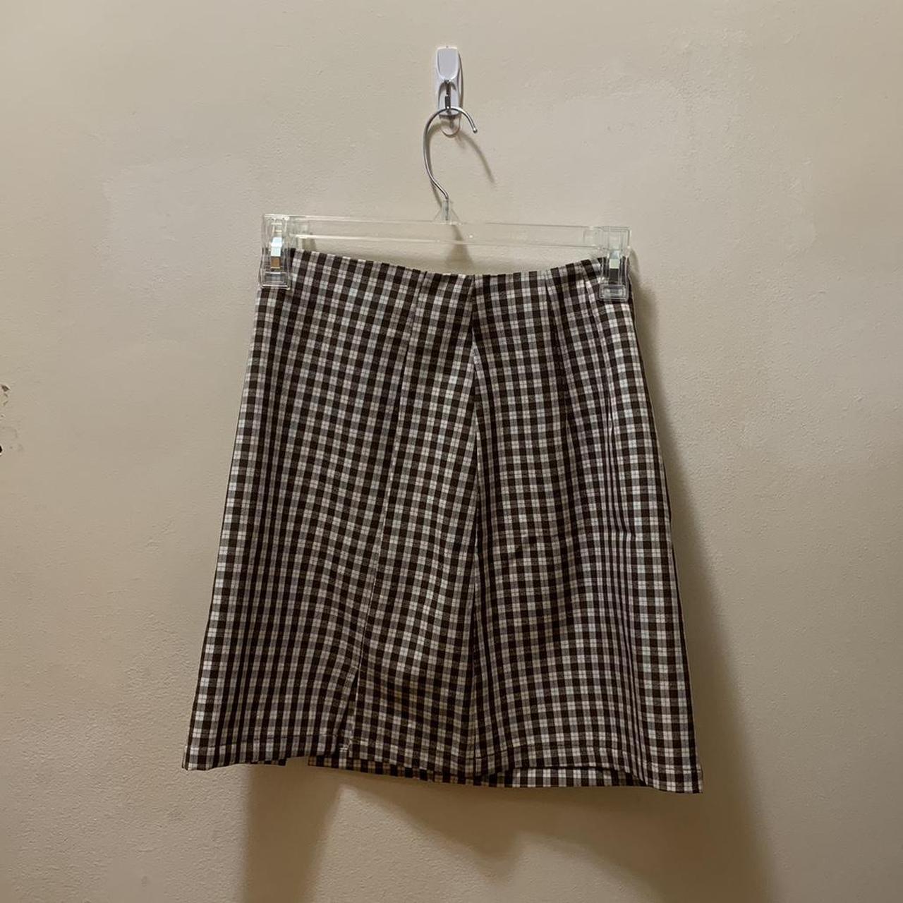 JOHN GALT plaid one size mini skirt. Brown white and... - Depop