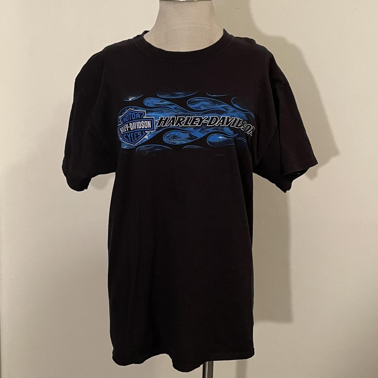 Harley Davidson Men's Black and Blue T-shirt | Depop