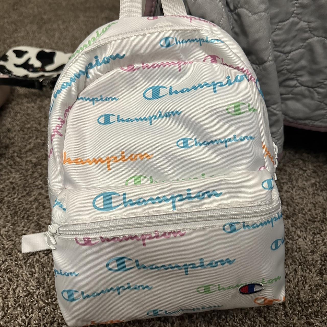 White champion print mini backpack champion