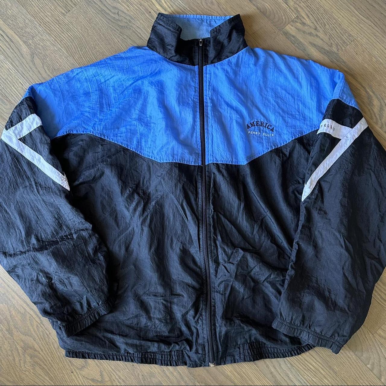 Vintage Perry Ellis windbreaker jacket size XL used... - Depop