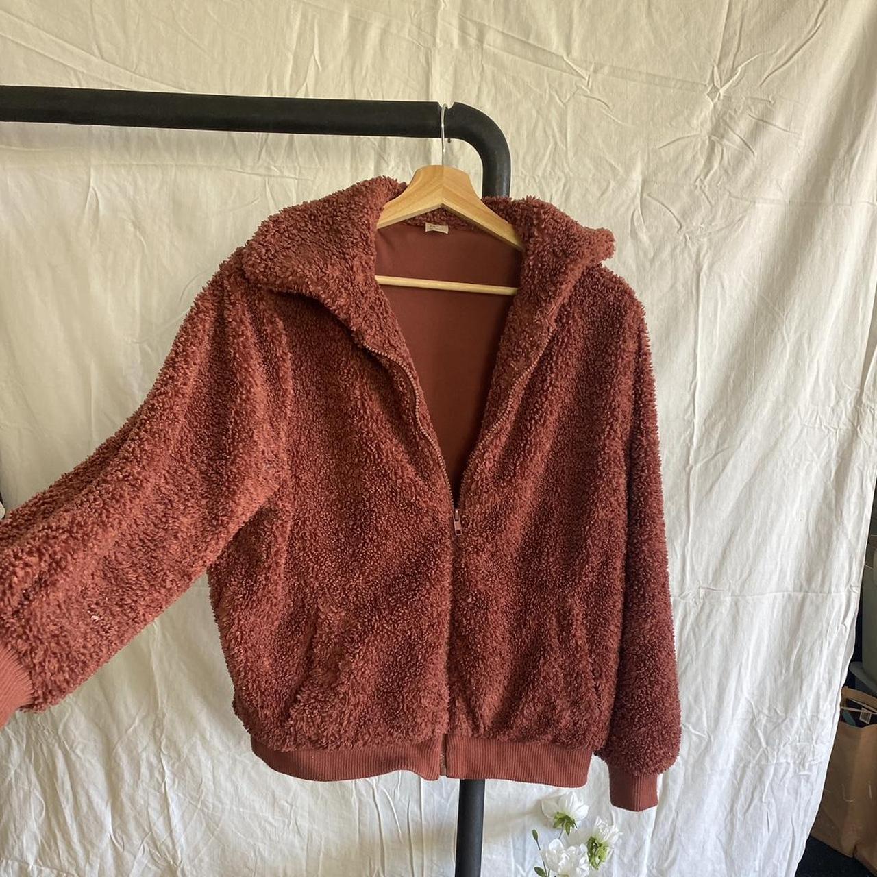 Soft and warm burgundy teddy jacket anko kmart brand. Depop