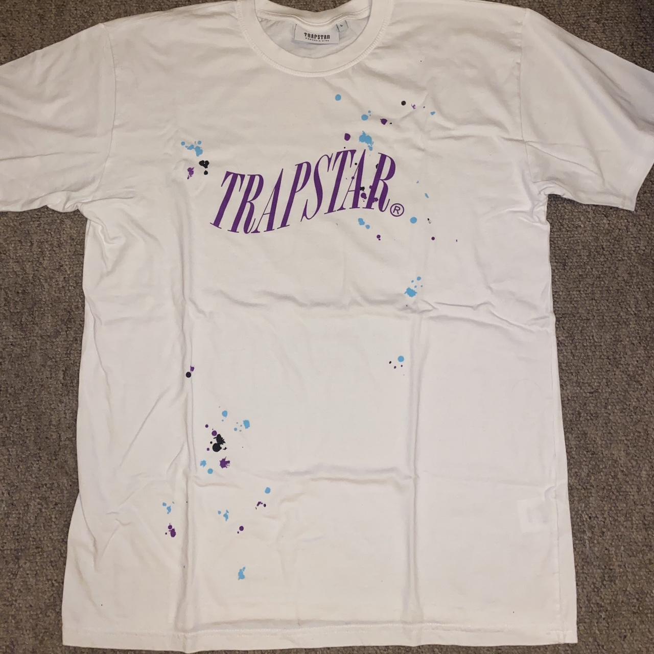 Trapstar Men's White and Purple Tshirt Depop