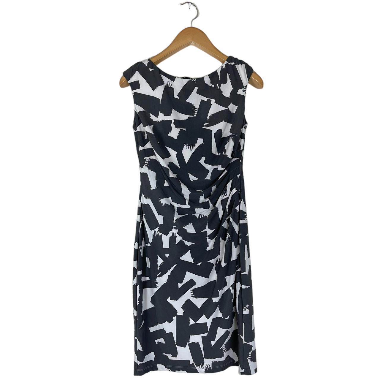 Lauren Ralph Lauren Women's Blue Geo Print Sleeveless Georgette Gown Size 8