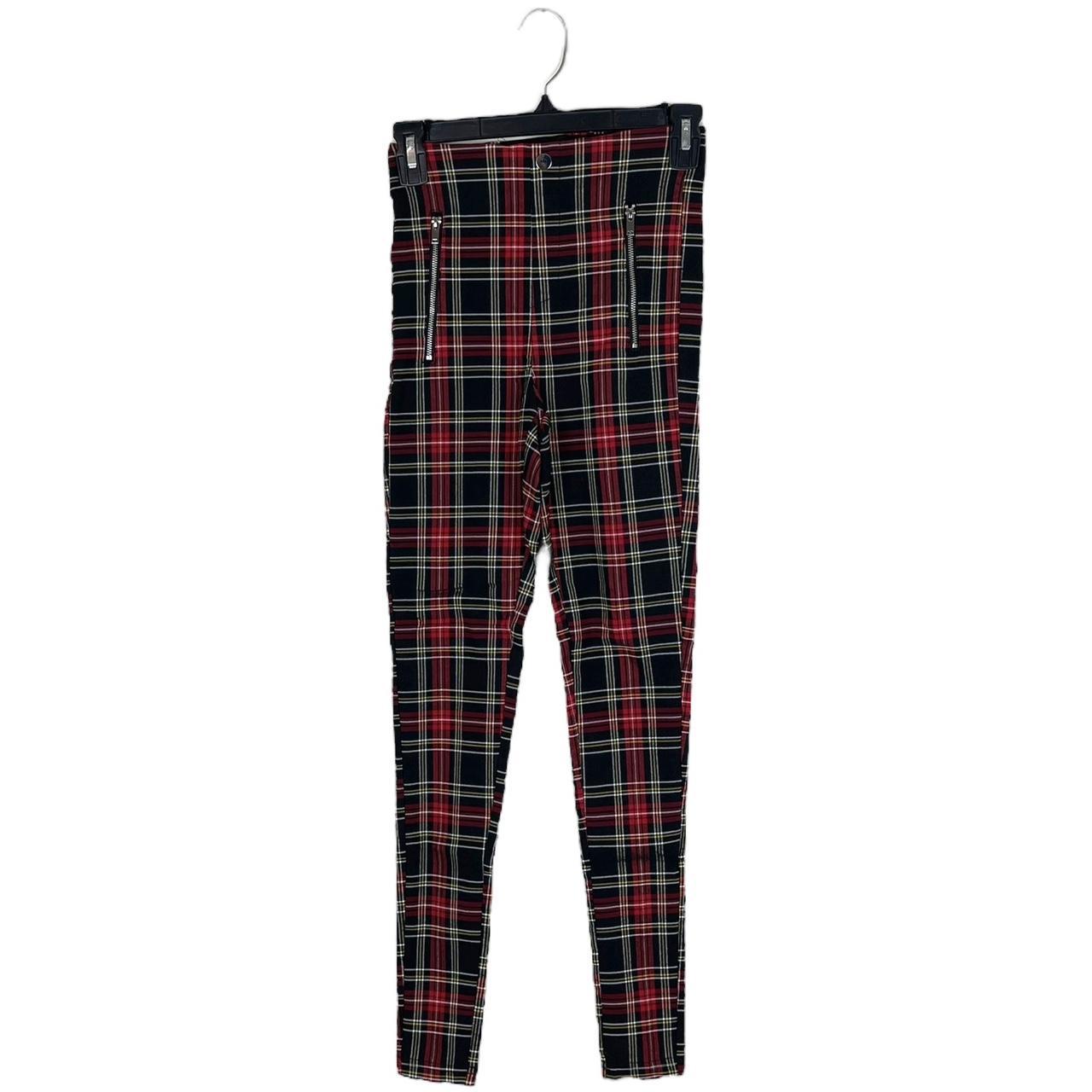 Zara Red Plaid High Rise Leggings Pants Women s XS. Depop