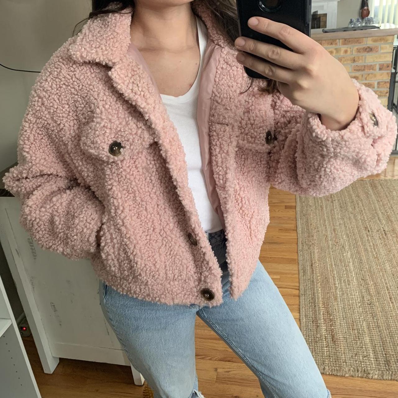 Faux pink Sherpa jacket from Forever 21 💓 Like new,... - Depop