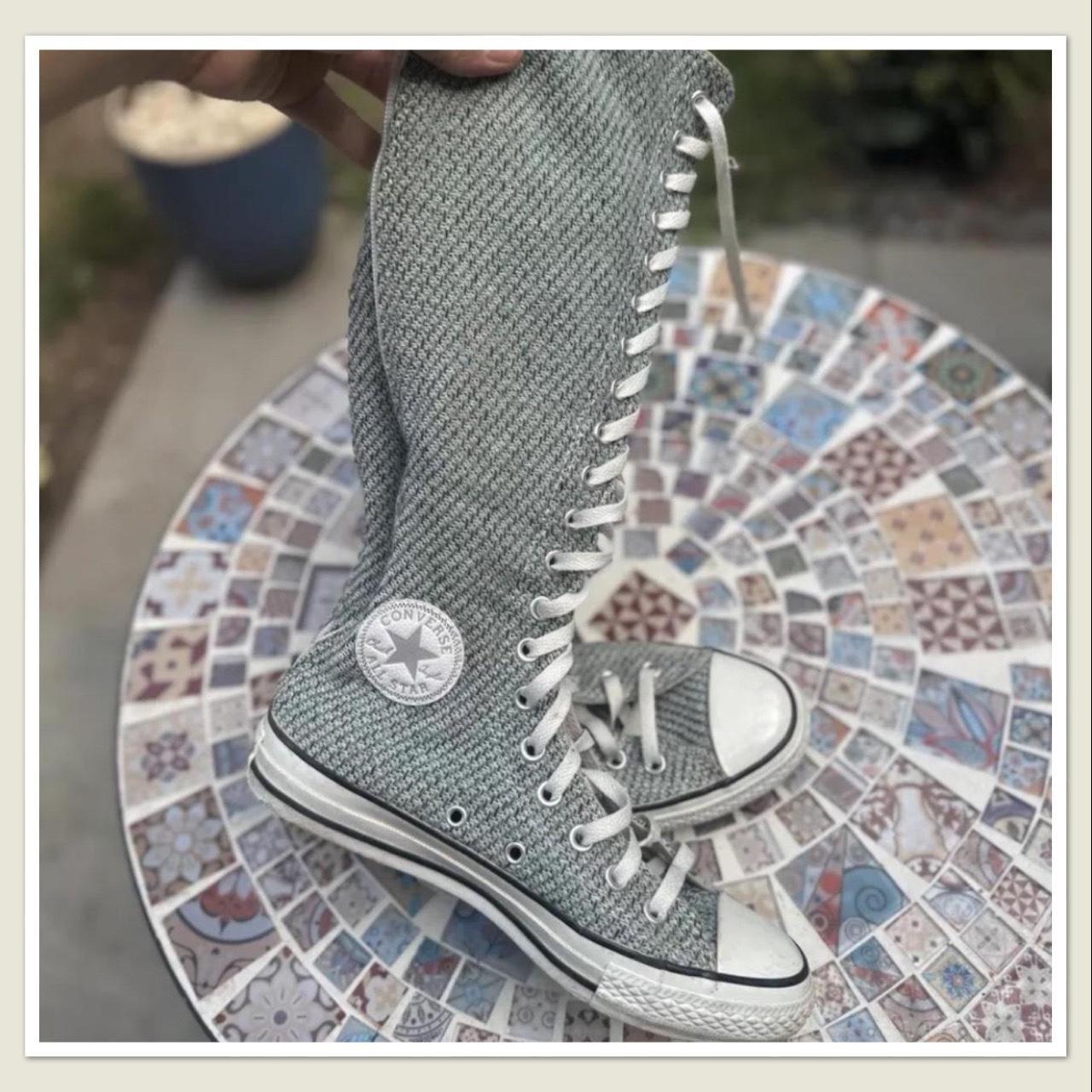 These rare stunning knee high Grey Converse boots. Depop