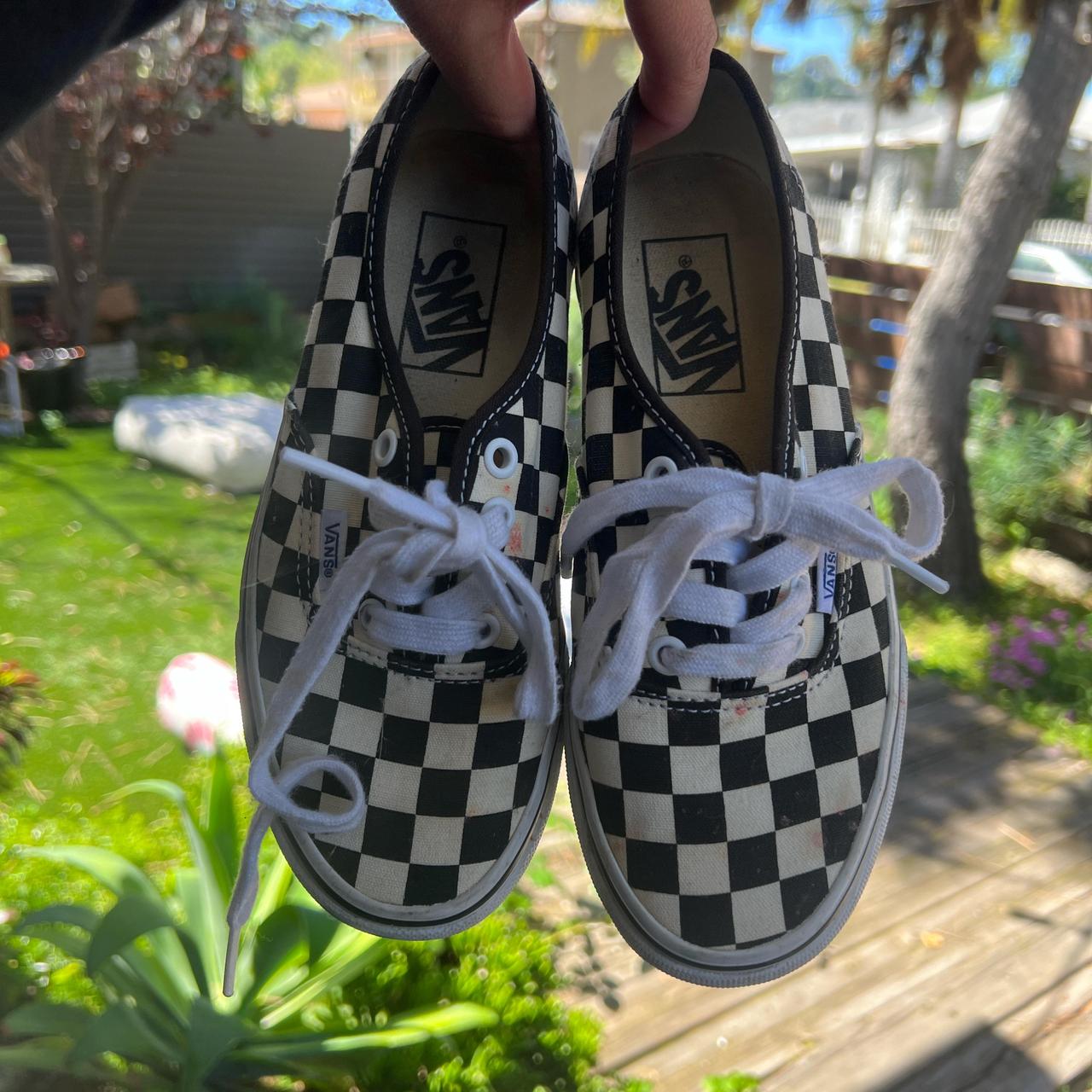 Black and white checkered vans size 5 best sale