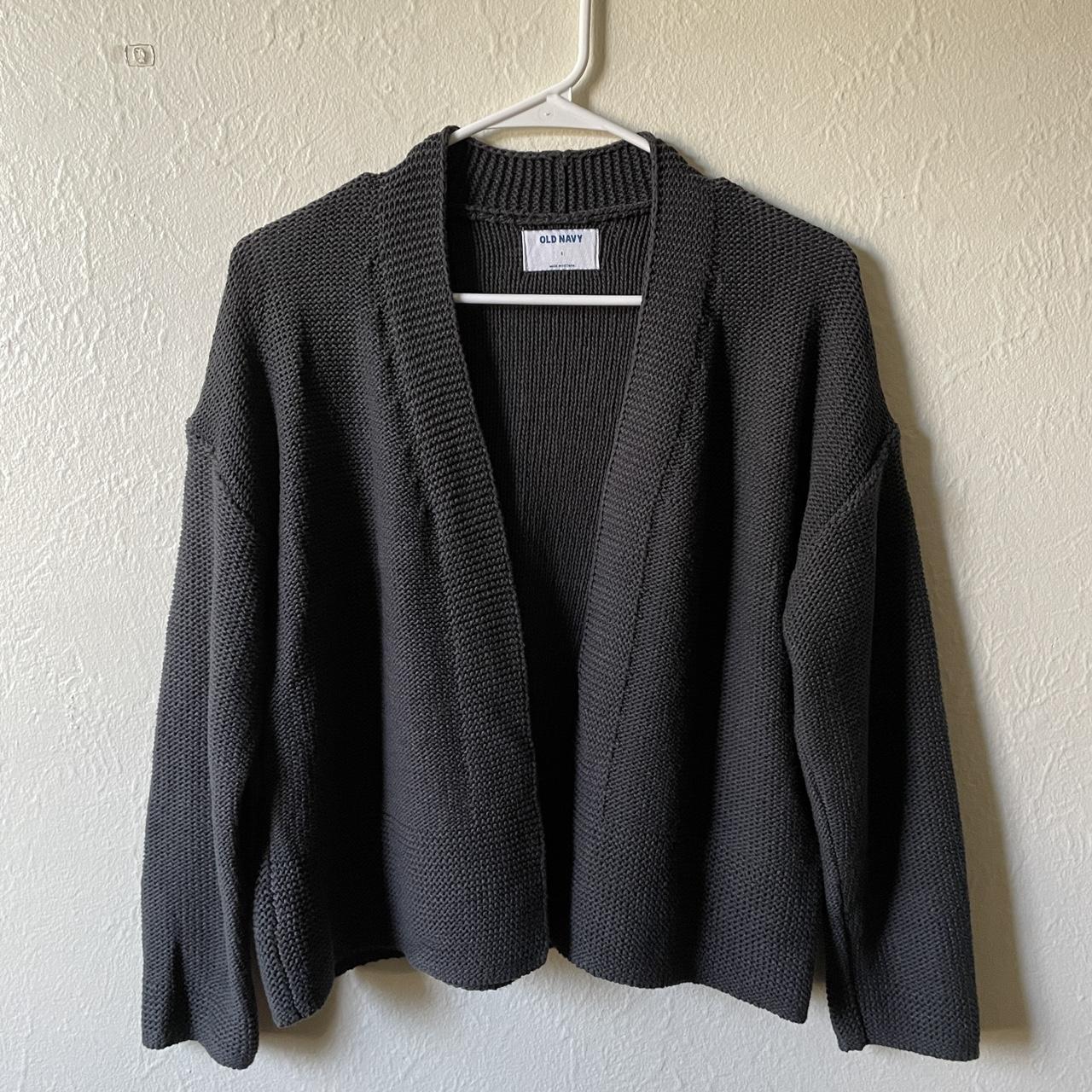 Old Navy Men's Black and Grey Cardigan Depop