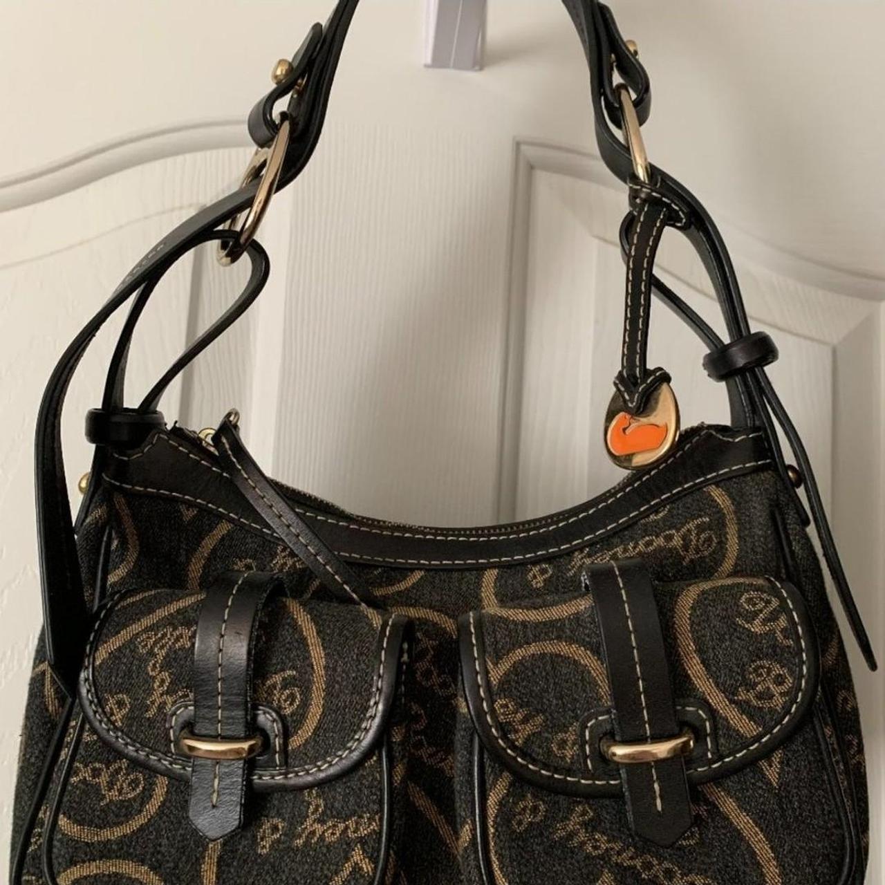 Vintage Dooney & Bourke Black Leather Double Front... - Depop