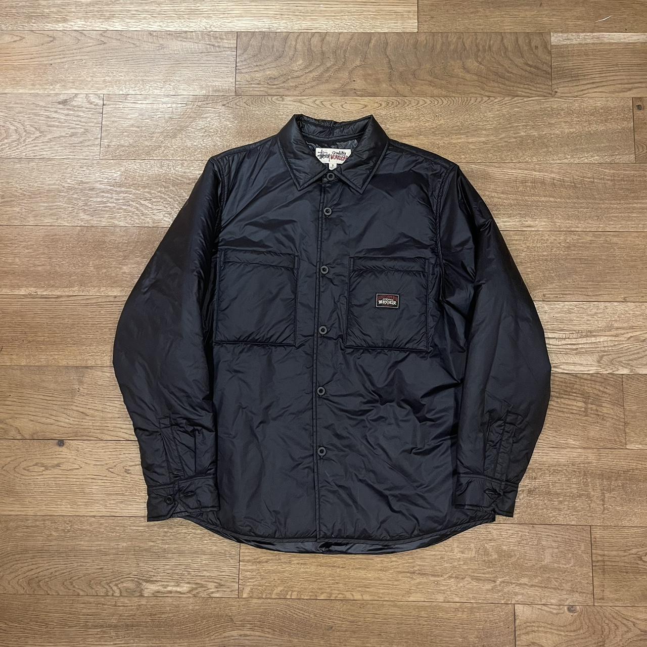 ジャケット・アウター stussy boxy leather overshirt espresso Buy