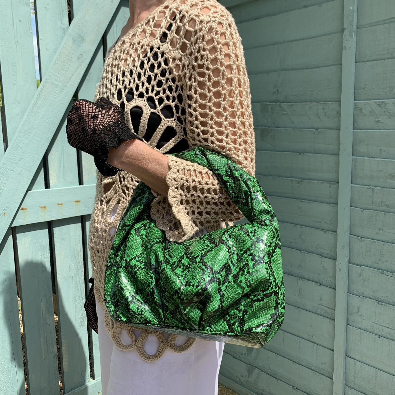 FRENCH CONNECTION GREEN FAUX SNAKESKIN HANDBAG. Depop