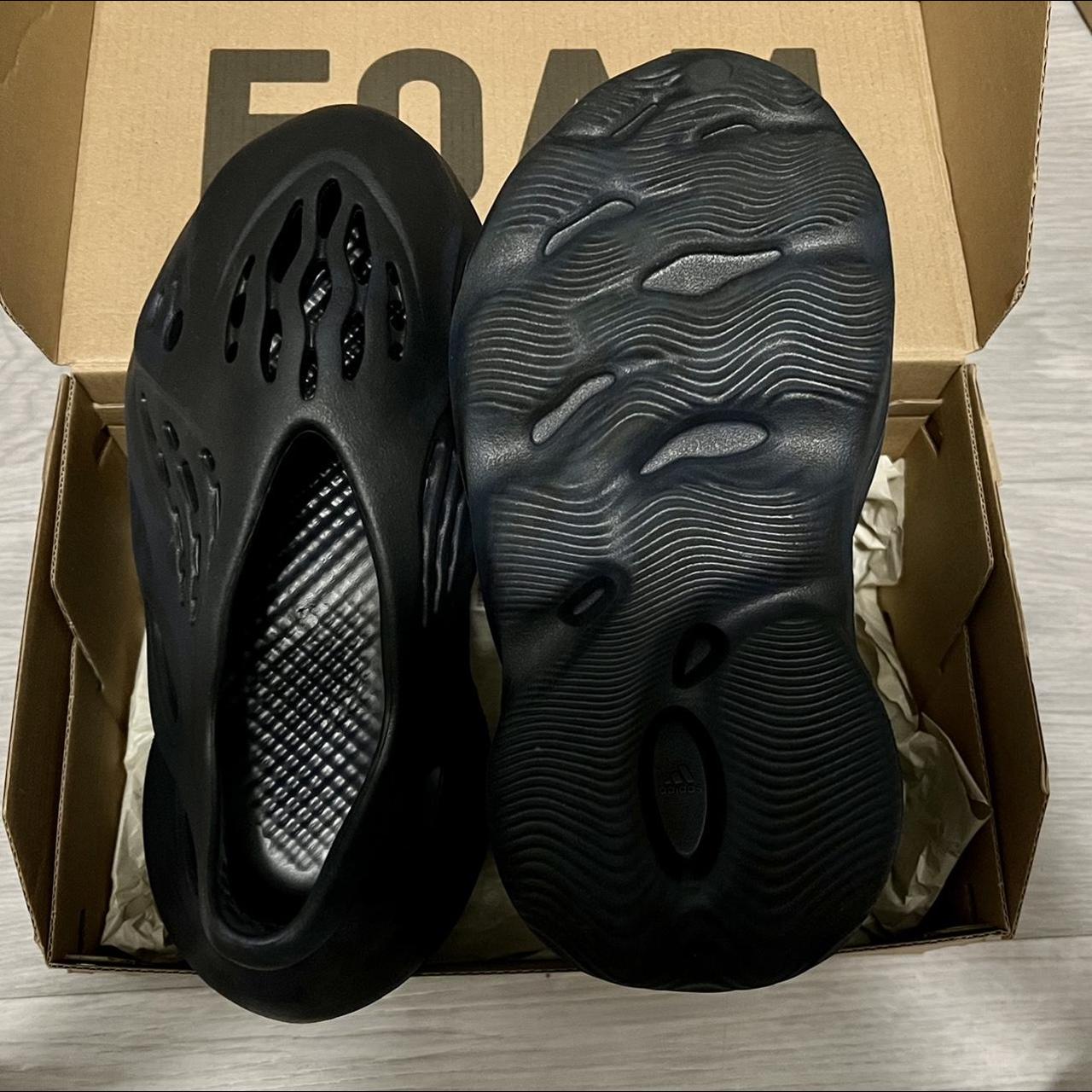 Yeezy Foam Runners. Black. Size 4. Worn once. With... - Depop