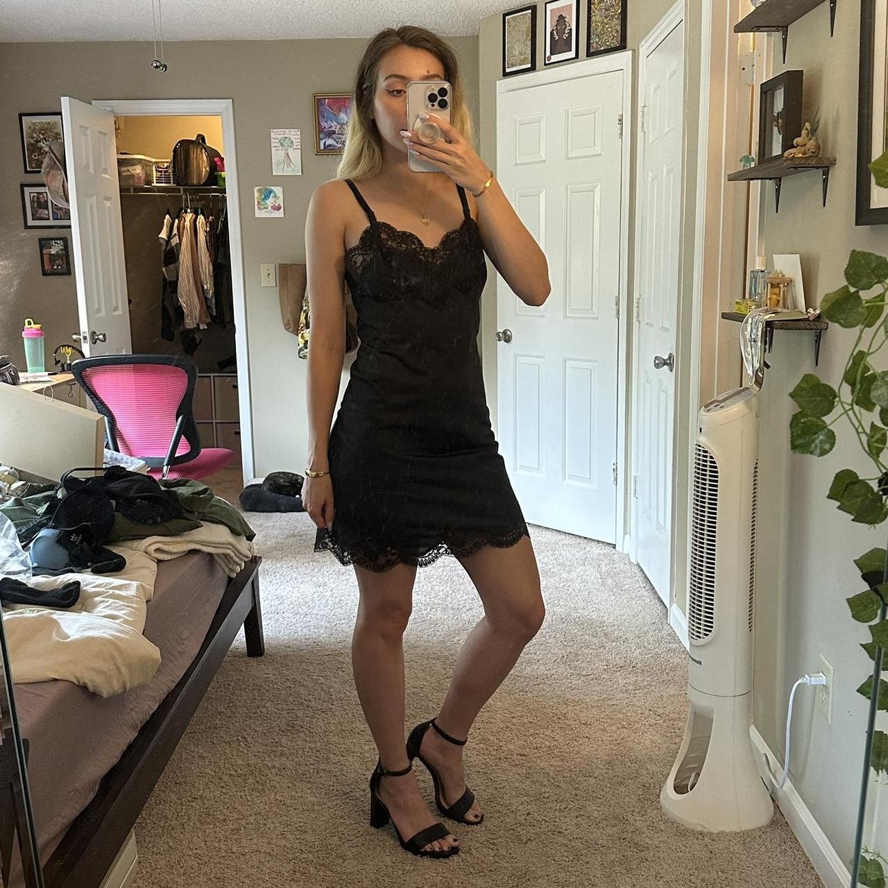 Supreme Mini Slip Dress in Black