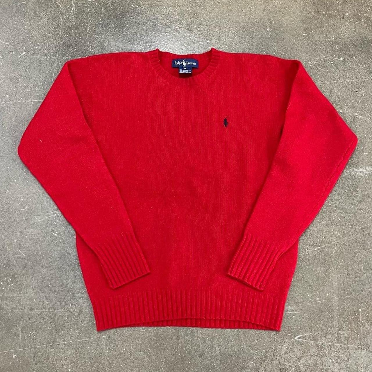 Polo Ralph Lauren Men's Red and Navy Jumper | Depop