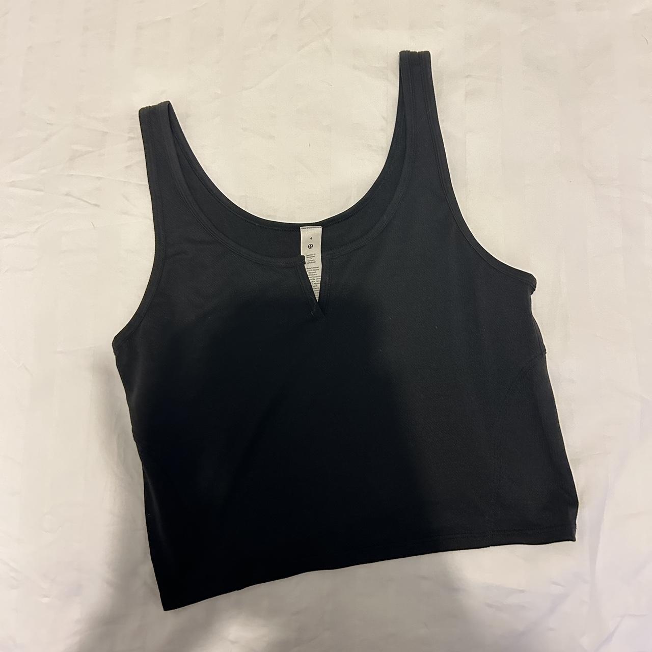 Lululemon black cropped workout top / vest Size US... - Depop