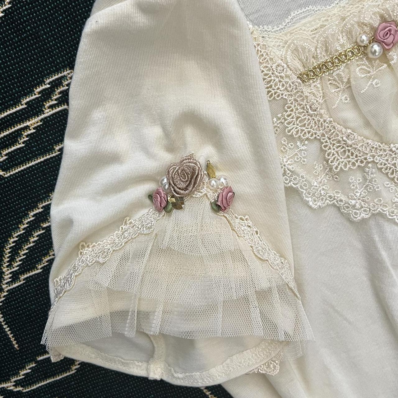 Axes Femme Milkmaid Roses and Rhinestones Shirt... Depop