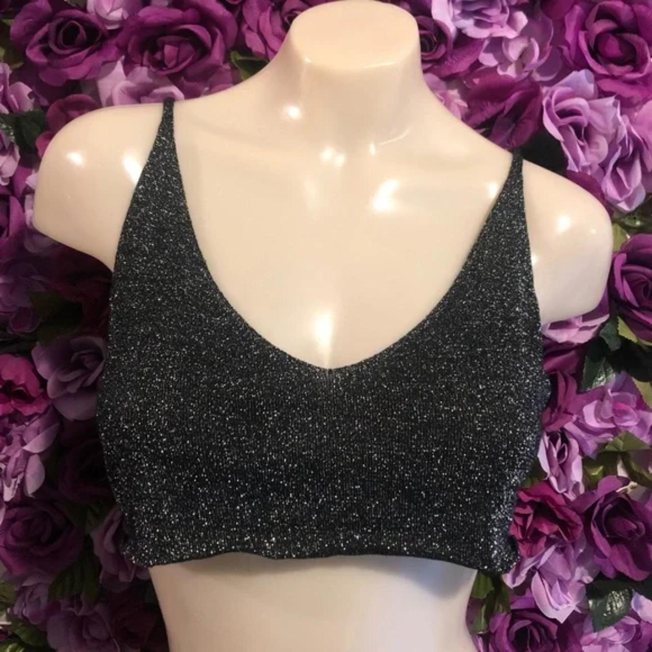 Women S Black And Silver Crop Top Depop