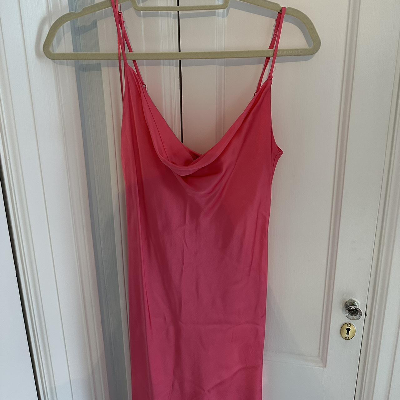 ZARA Satin effect slip dress in hot pink Size XS... - Depop