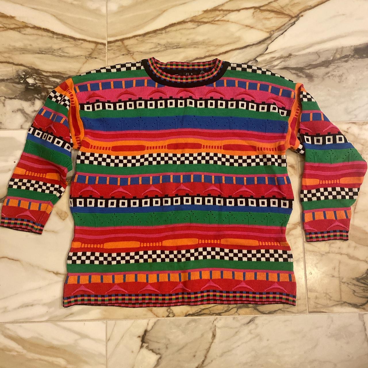 Incredible 80s 100% cotton sweater. Sickest pattern... - Depop