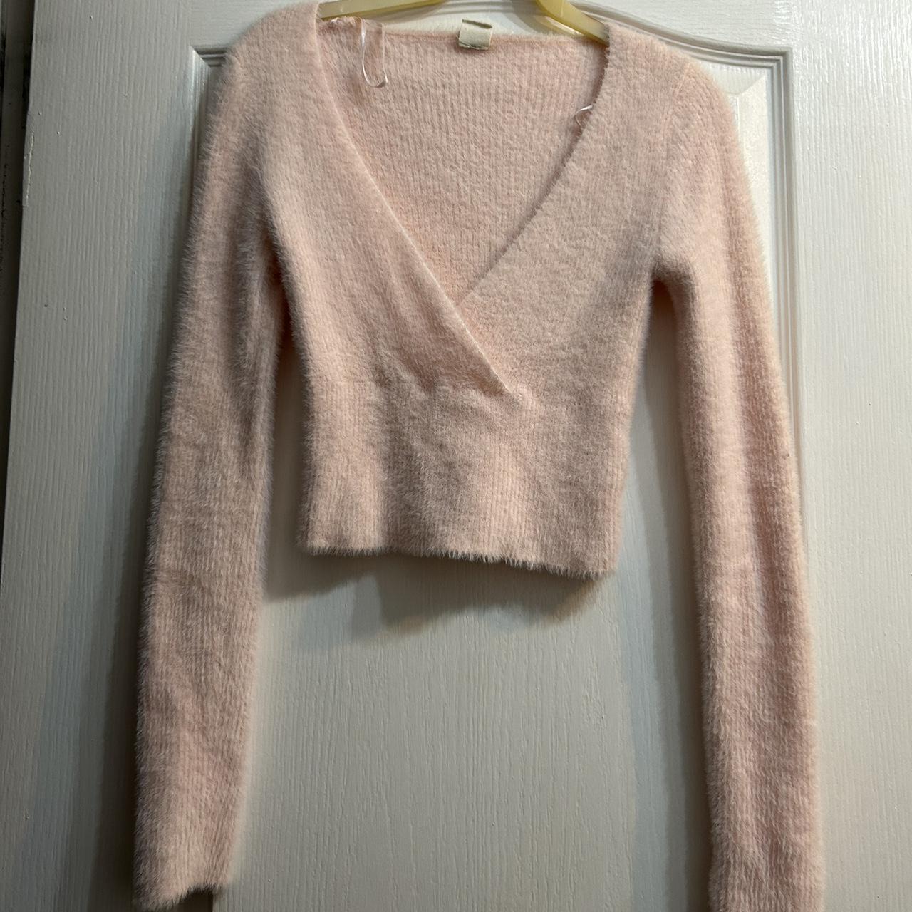 urban outfitters pink fluffy long sleeve wrapped... - Depop