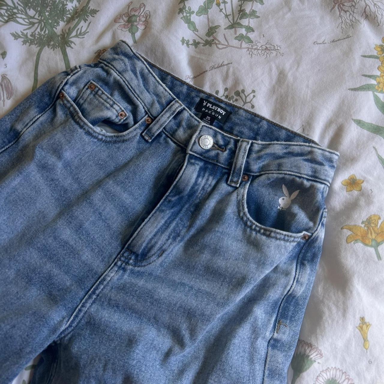 Playboy Women's Pink and Blue Jeans | Depop