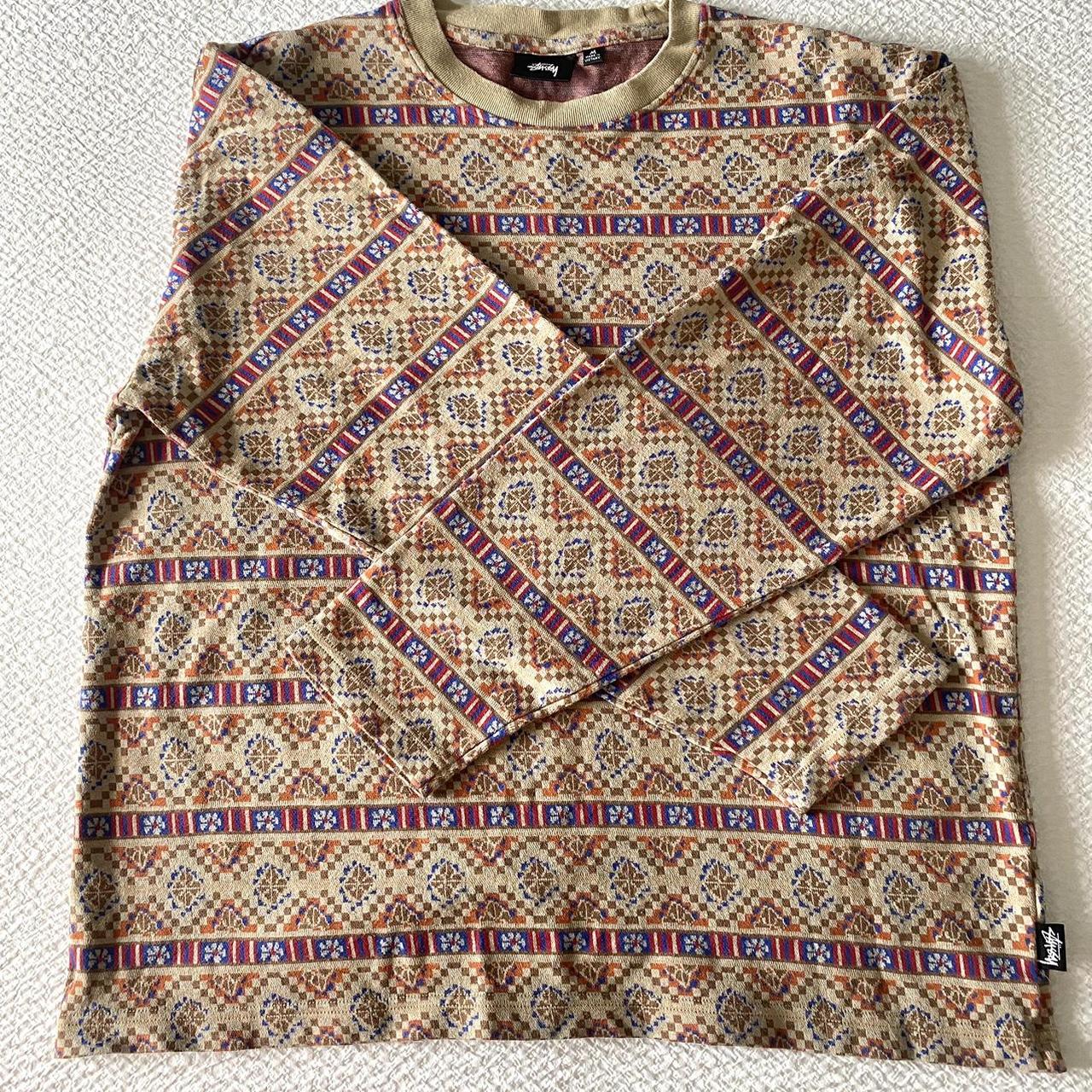 Stussy Giza Longsleeve Crew Khaki Size Medium Worn | Depop