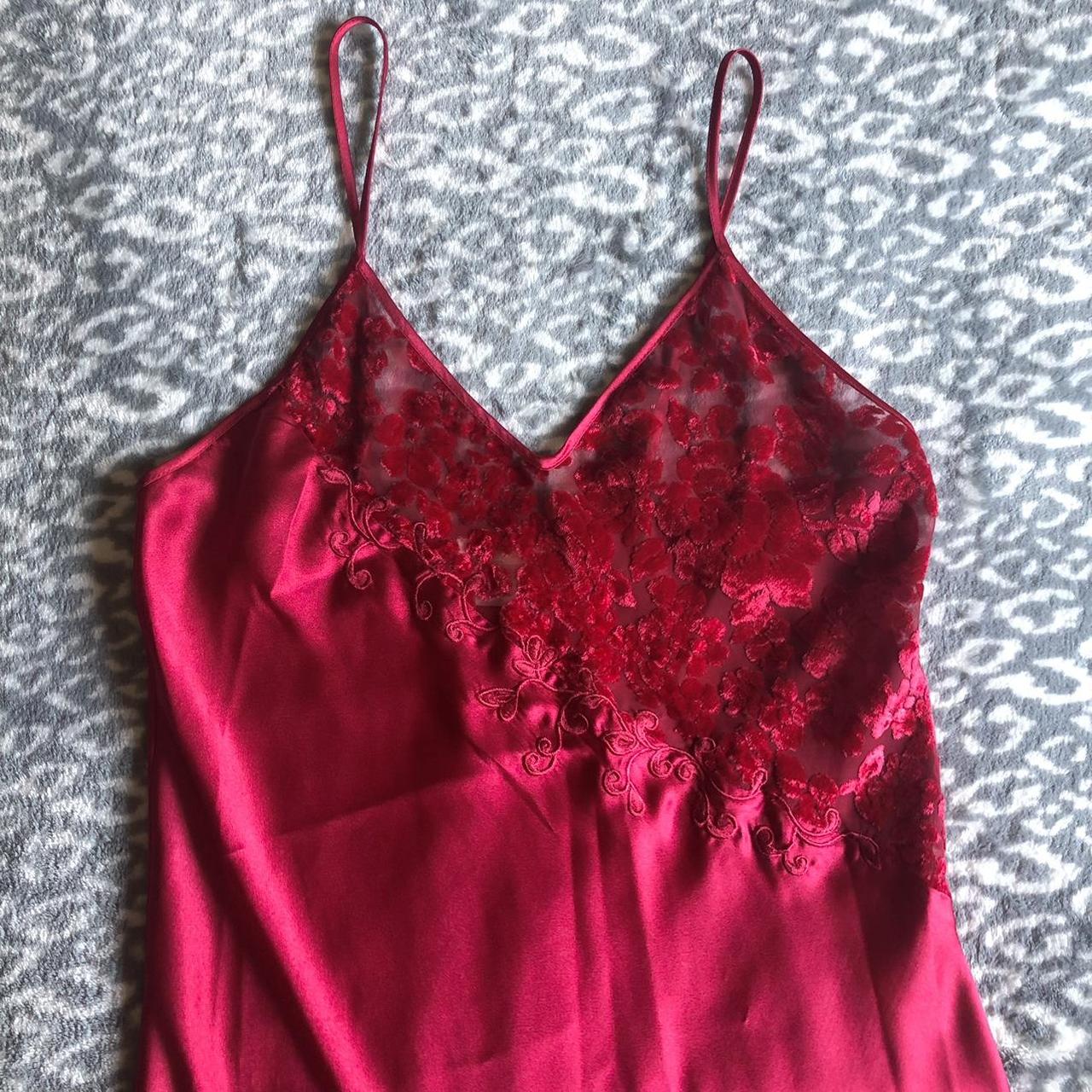 Red lingerie dress with sheer floral bodice 🌹 Maxi... - Depop