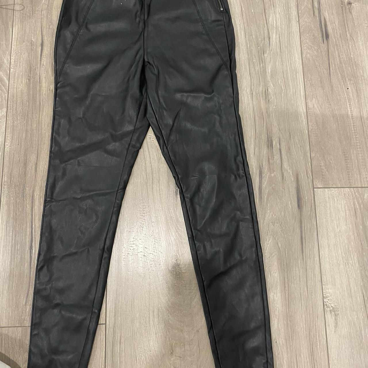 Medium black leather leggings - Depop