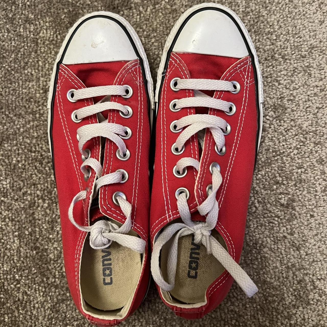 Red Converse - Worn. Size 5 - Depop