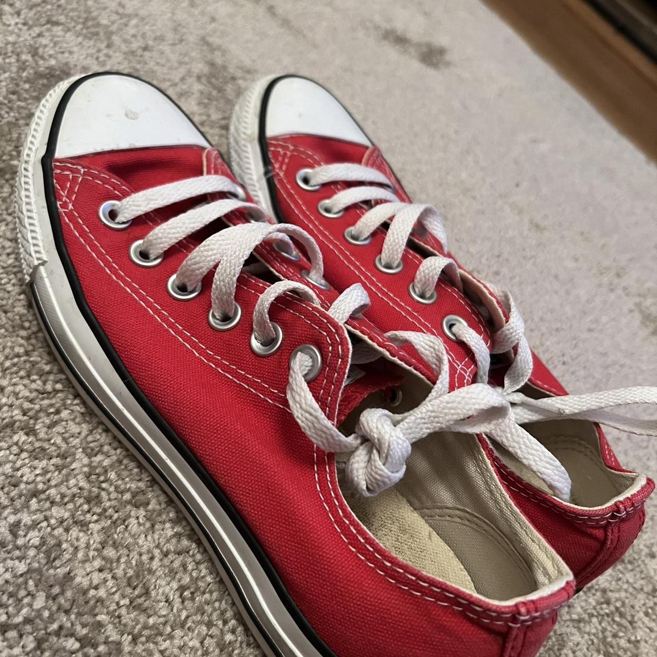 Red Converse - Worn. Size 5 - Depop