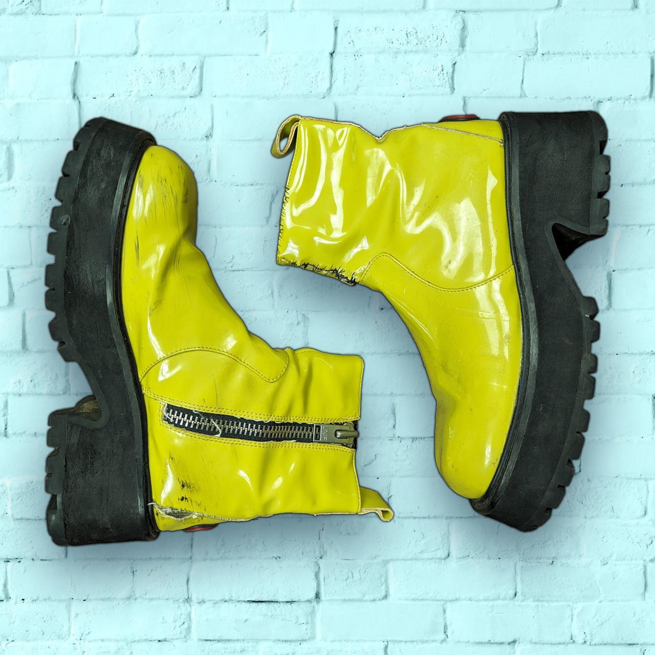 UNIF Dada Boots Shiny vinyl workboot with chunky... Depop