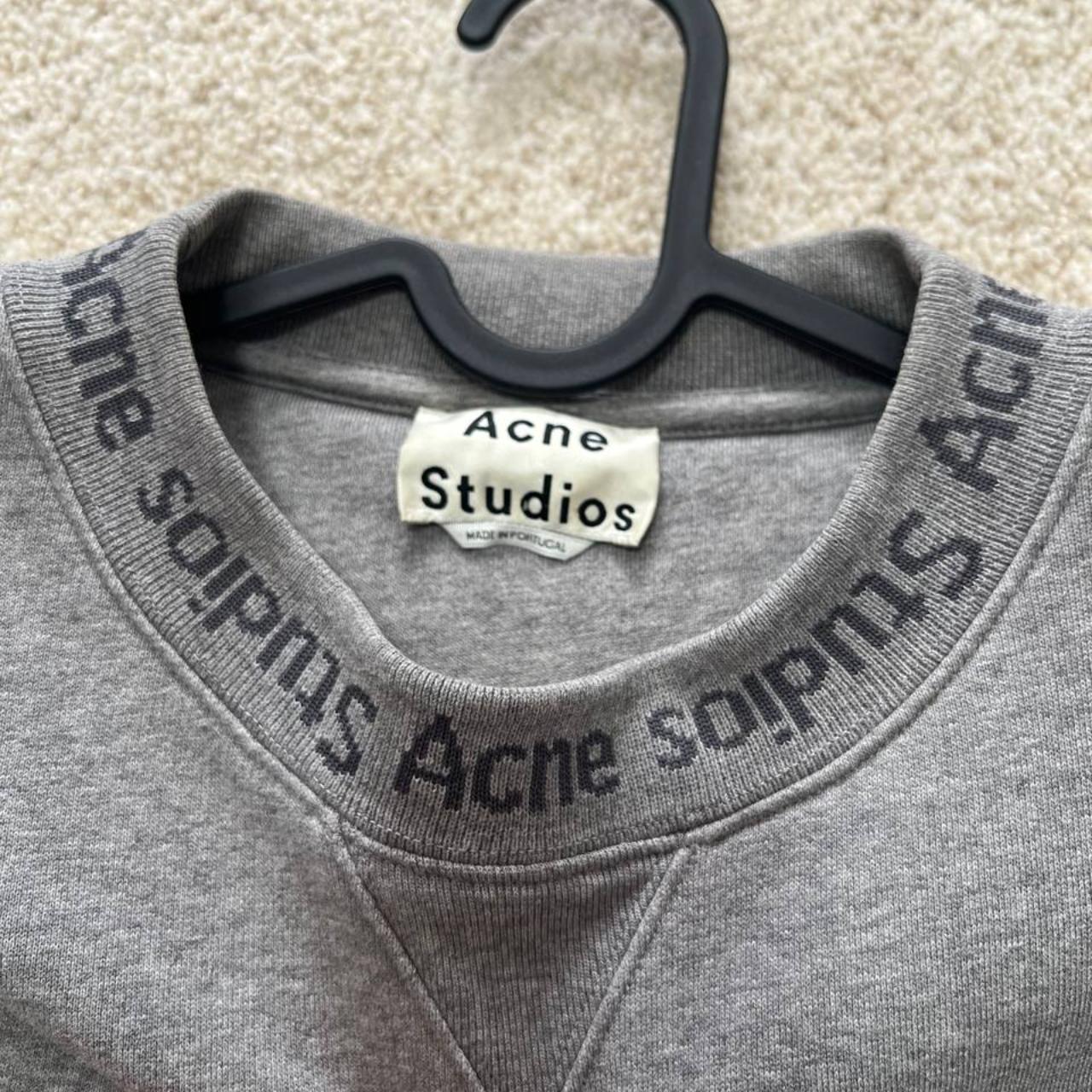 ACNE STUDIOS NECK LOGO CREW SWEAT in Grey Size L. Depop