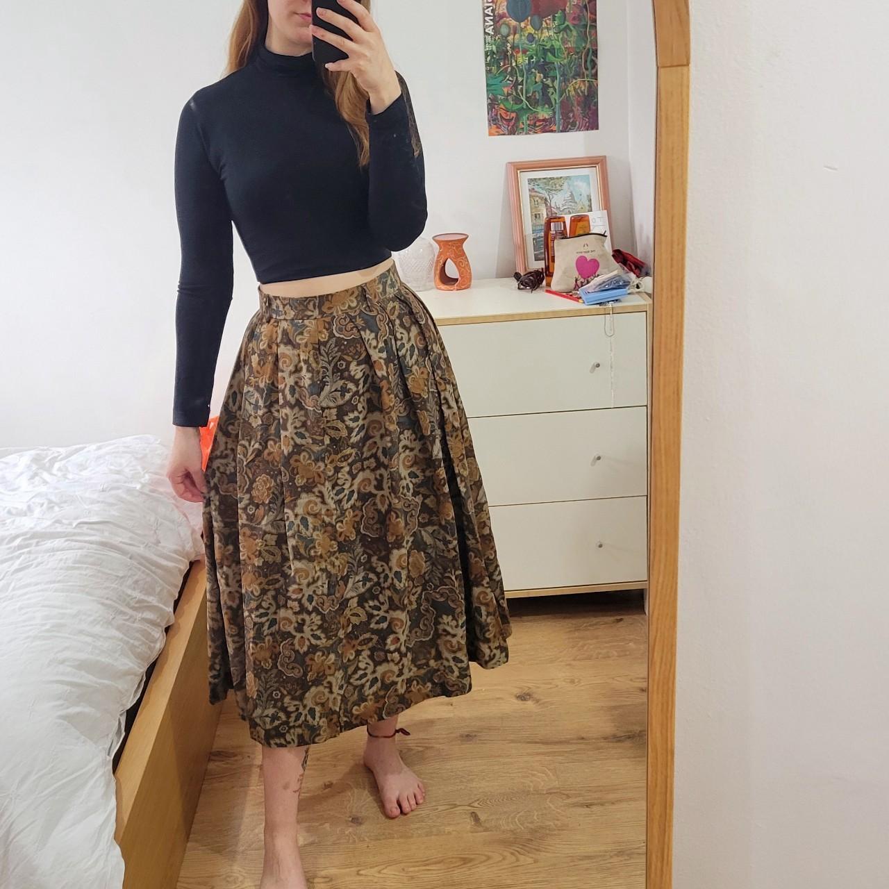 Floral midi skirt wool best sale