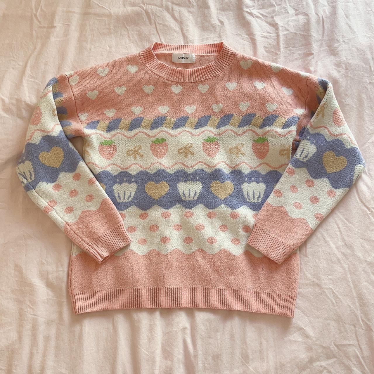 🍰 PASTEL STRAWBERRY SHORTCAKE SWEATER 🍰 super... - Depop