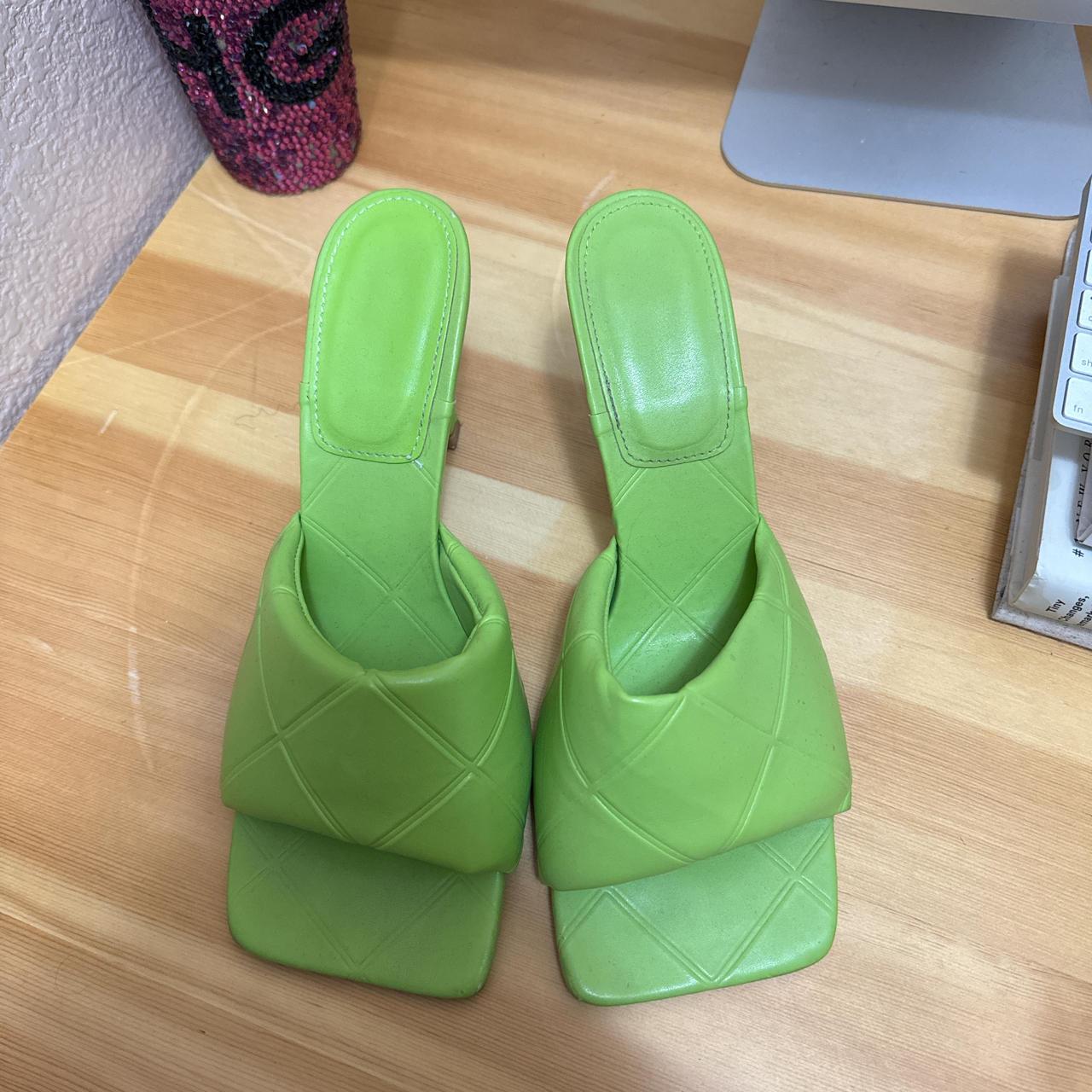 lime green kitten heel mule very comfortable little