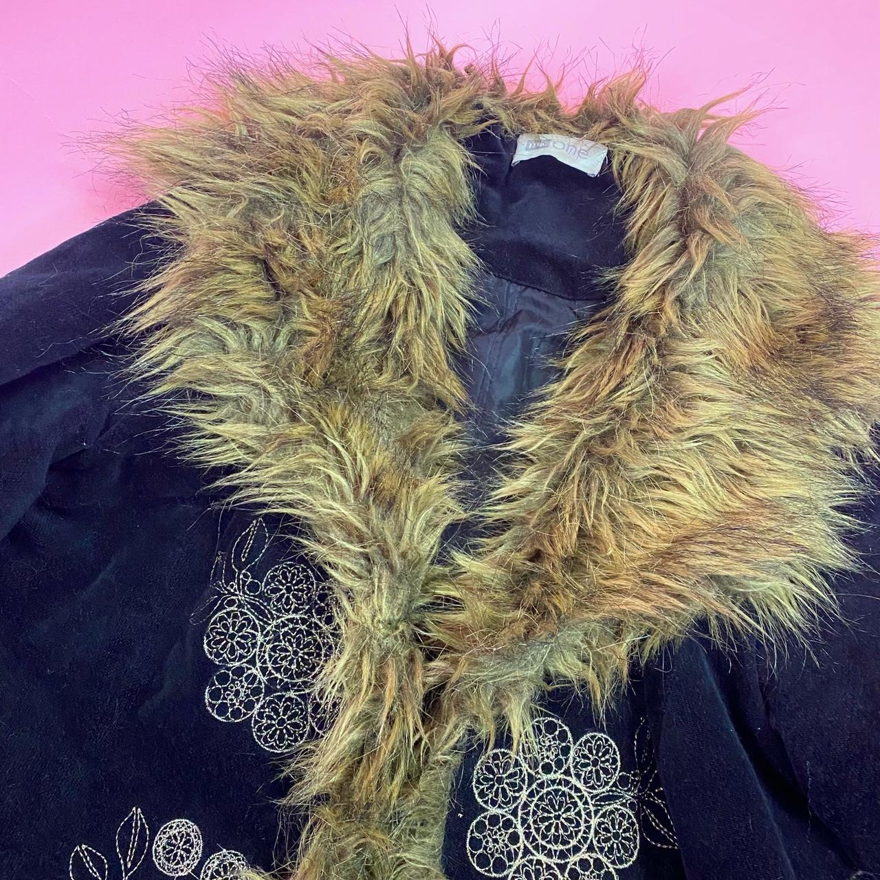 00s y2k velvet Afghan coat w chunky faux fur trim n... - Depop